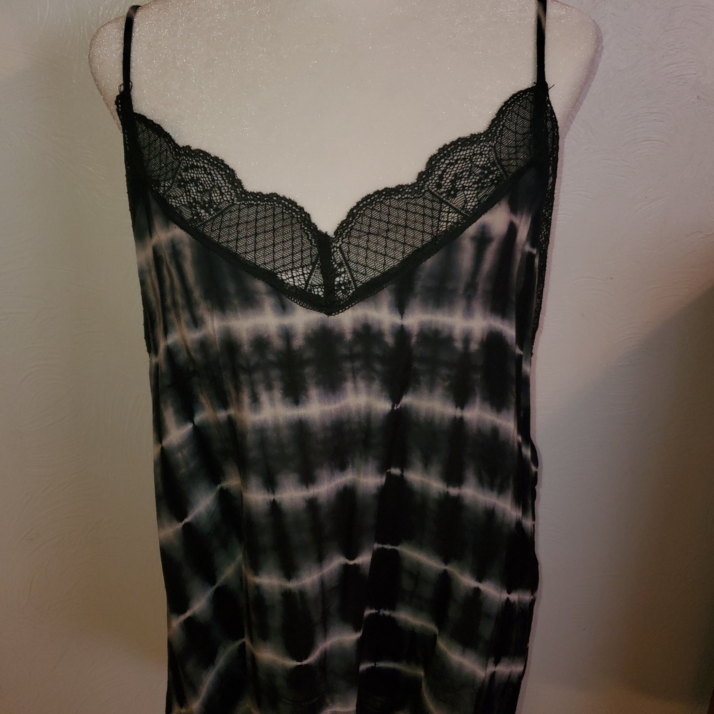 Black and White Tie-Dye Lace Cami